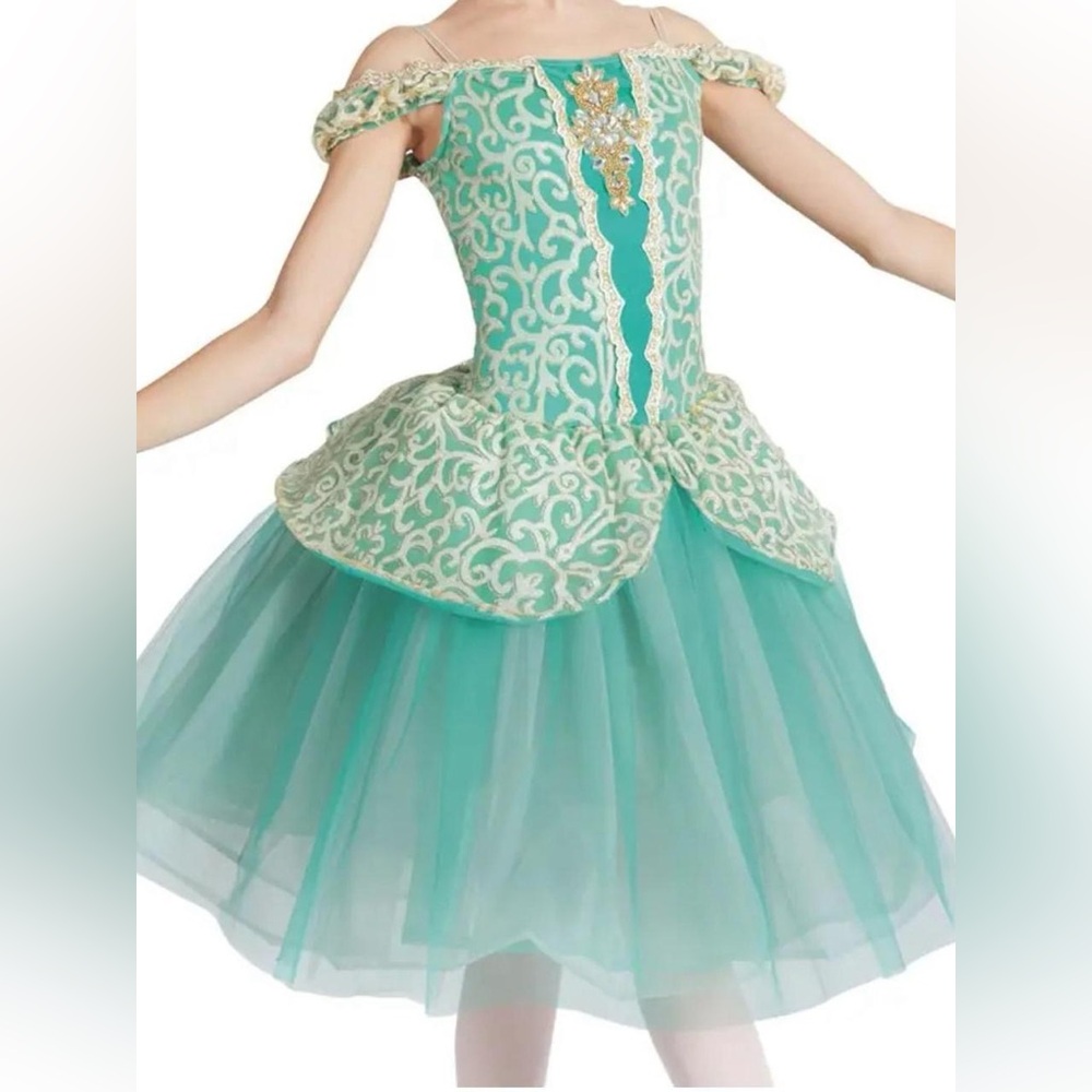 Girls Teal Lace Tulle Party Dress